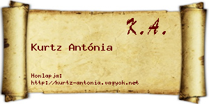 Kurtz Antónia névjegykártya